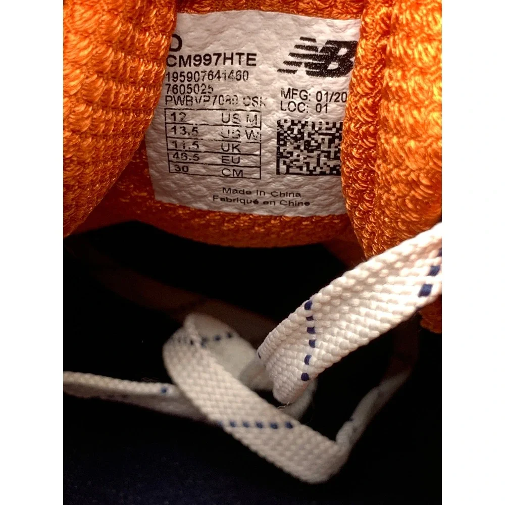 New Balance 997H Cordura Navy Orange Running Shoes CM997HTE Men's Sz 12D